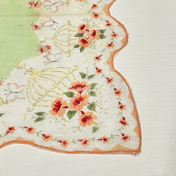Vintage Linen Floral Hankie Handkerchief Bandanna 12” Wide Hanky - Picture 2 of 5